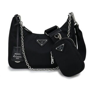 Prada Re edition Triangle Logo Chain Handbag Tessuto SAFFIANO Nero Black